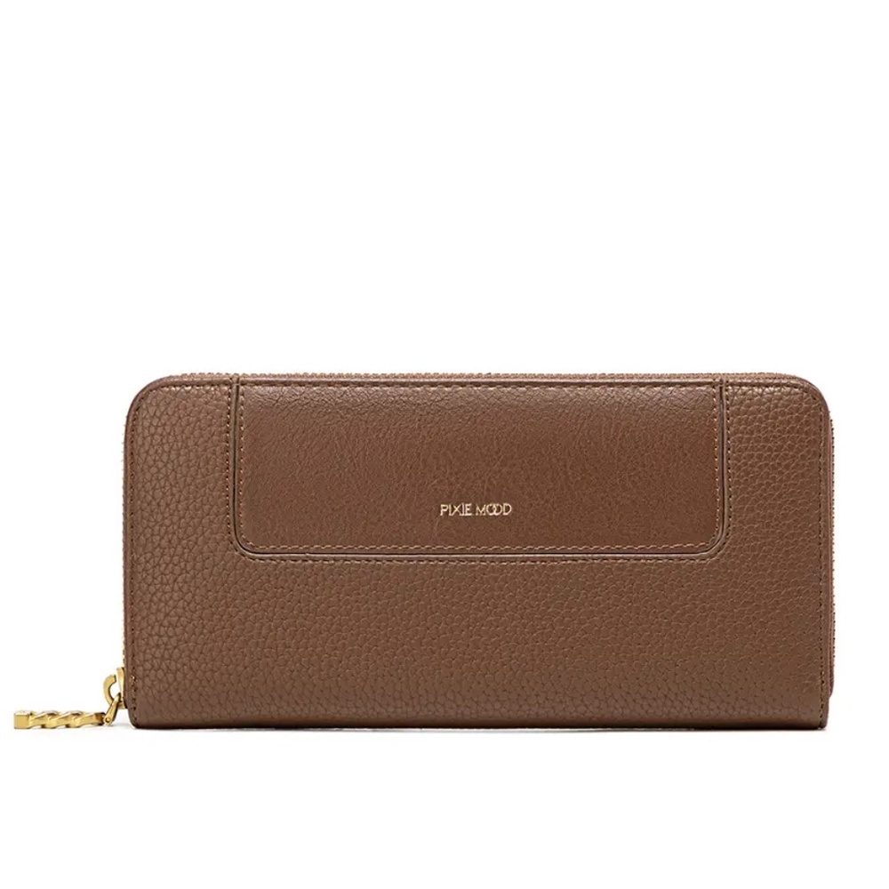 PIXIE MOOD – Mae recycled vegan zip wallet | Espresso pebbled brown *